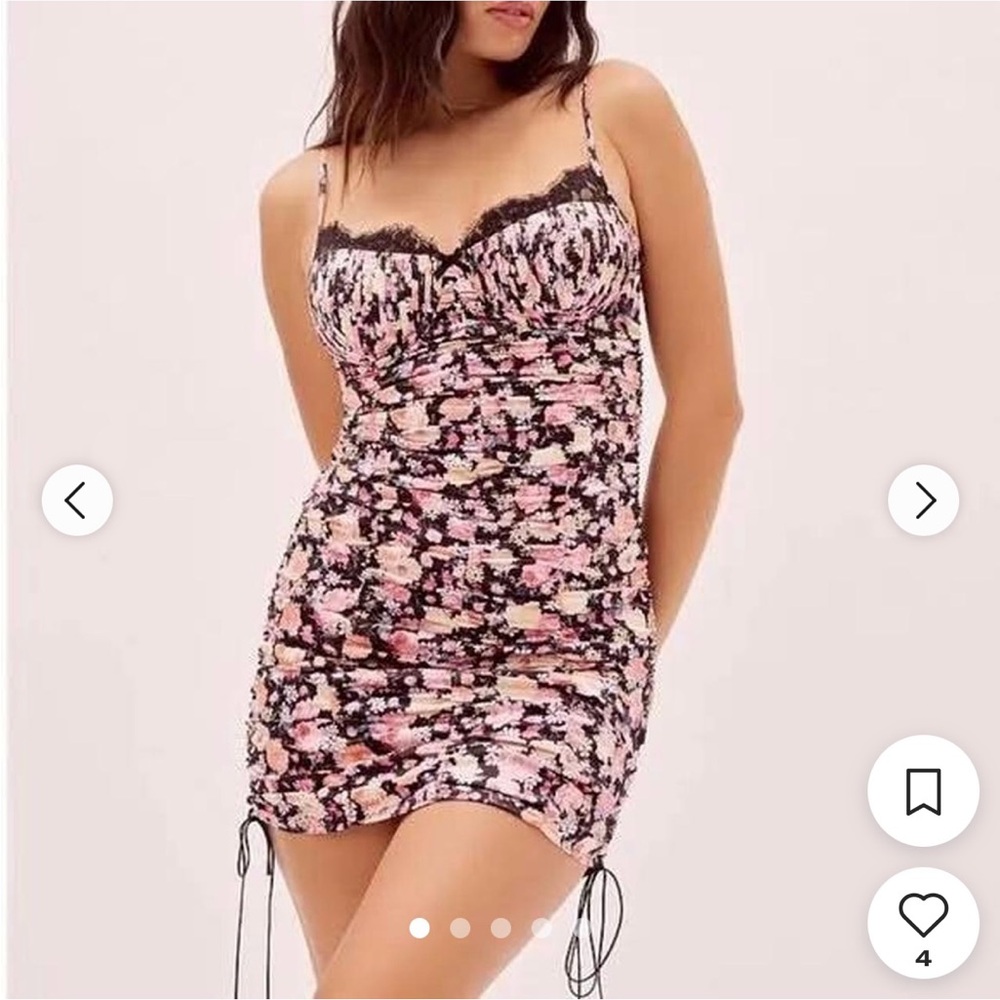 For Love And Lemons Floral Lace Mini Dress - Pink and Black for love and lemons